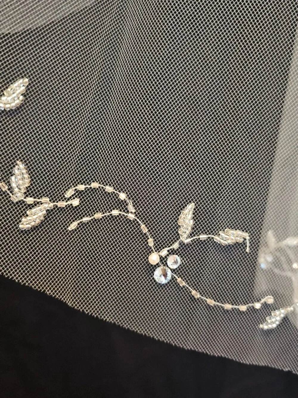 En Vogue Veil | Crystal Pearl Beaded Wedding Veil | Ivory Bridal